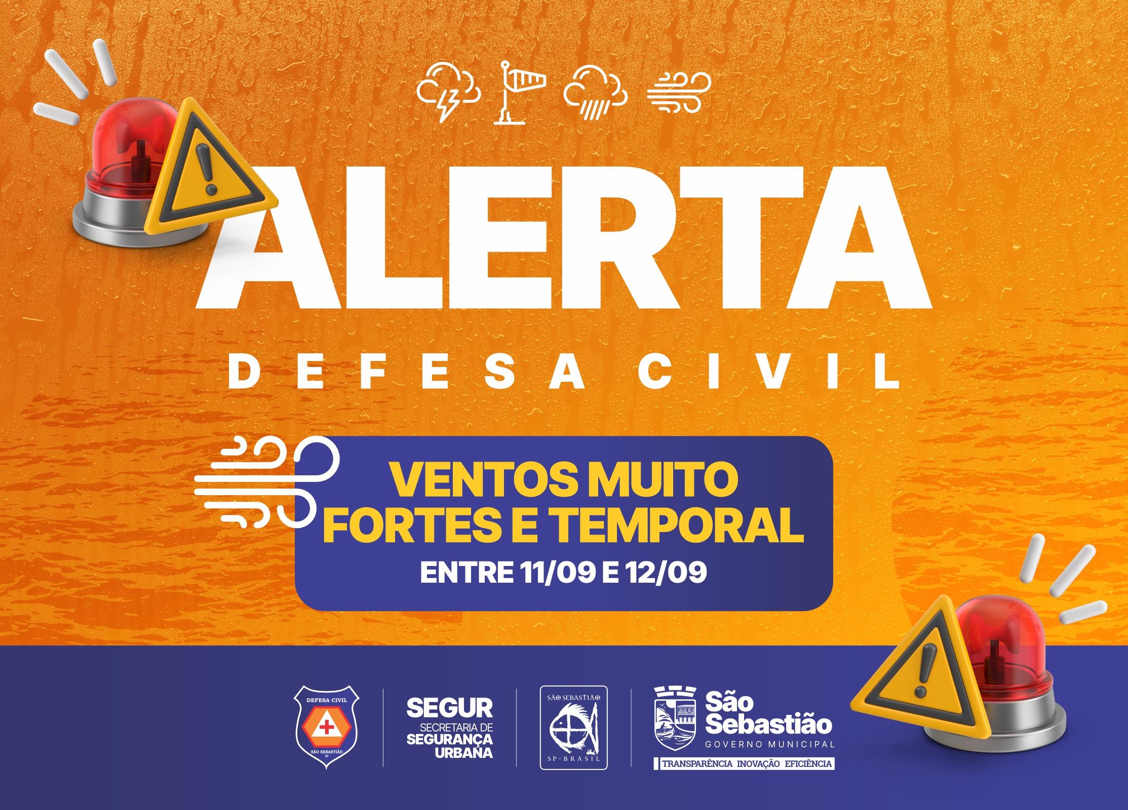 ATENÇÃO: CHUVA E VENTOS FORTES